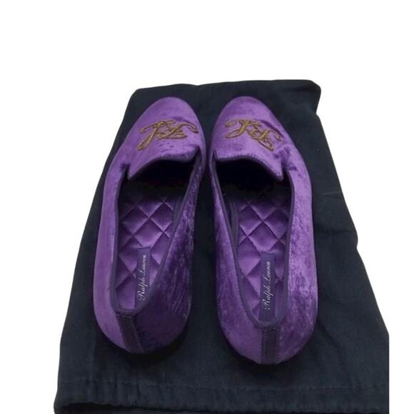 Ralph Lauren Alonzo Manor Purple Velvet Slip-On Loafer Flats Size 39B - Picture 8 of 10